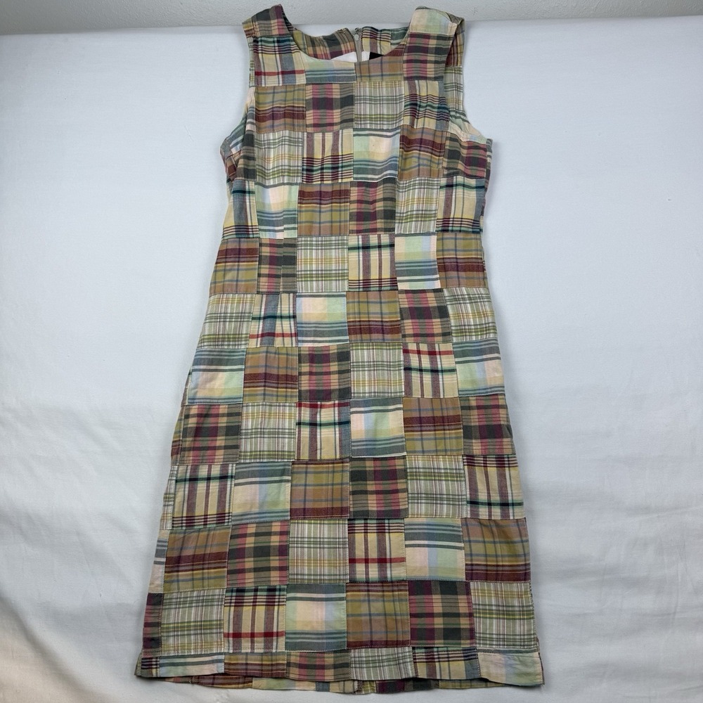 Willi Smith 80's 90's Vintage Patchwork Madras Shift Dress Size‎ 4  Plaid Cotton